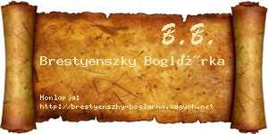 Brestyenszky Boglárka névjegykártya